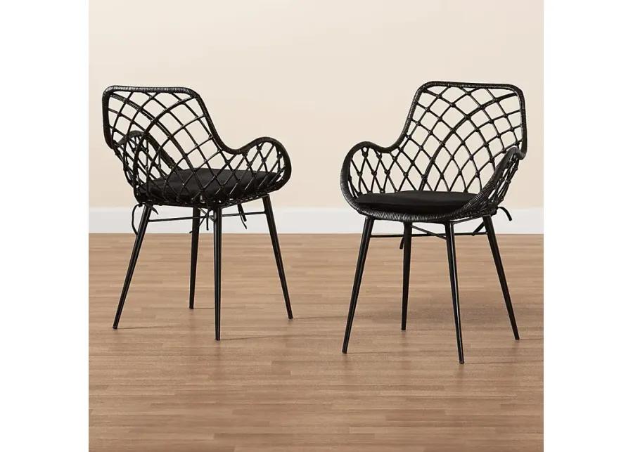 Sigourney Black Dining Chairs, Set of 2
