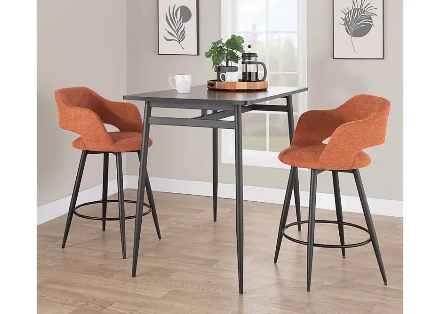 Jouett II Orange Swivel Counter Height Stool, Set of 2