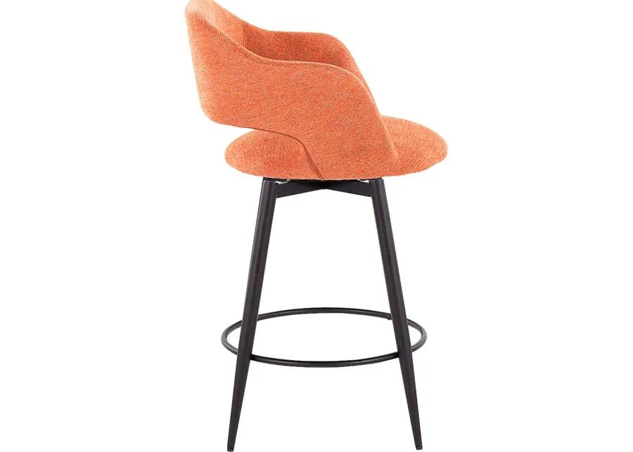 Jouett II Orange Swivel Counter Height Stool, Set of 2