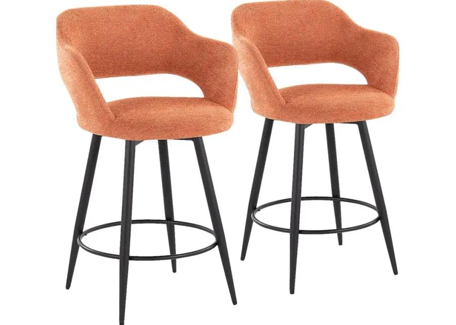 Jouett II Orange Swivel Counter Height Stool, Set of 2