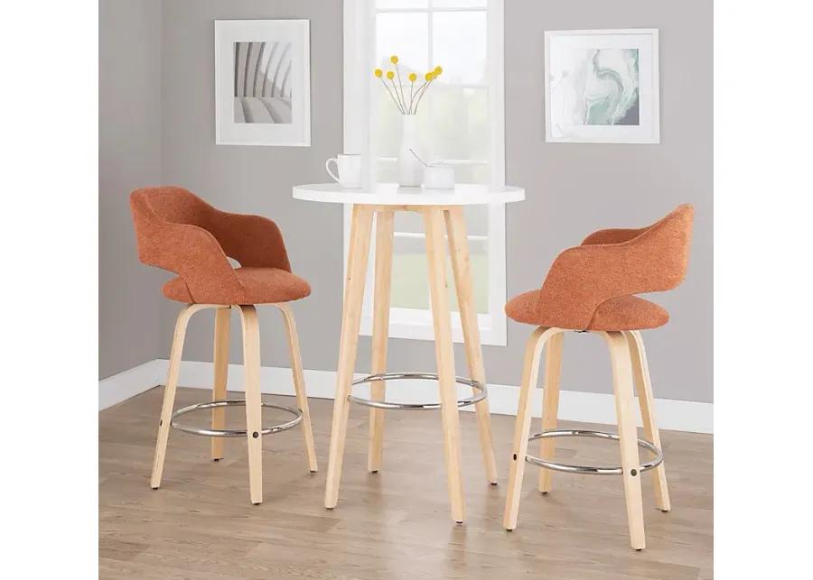 Jouett III Orange Swivel Counter Height Stool, Set of 2