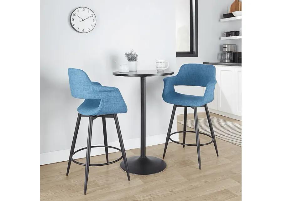 Lafanette II Blue Swivel Counter Height Stool, Set of 2