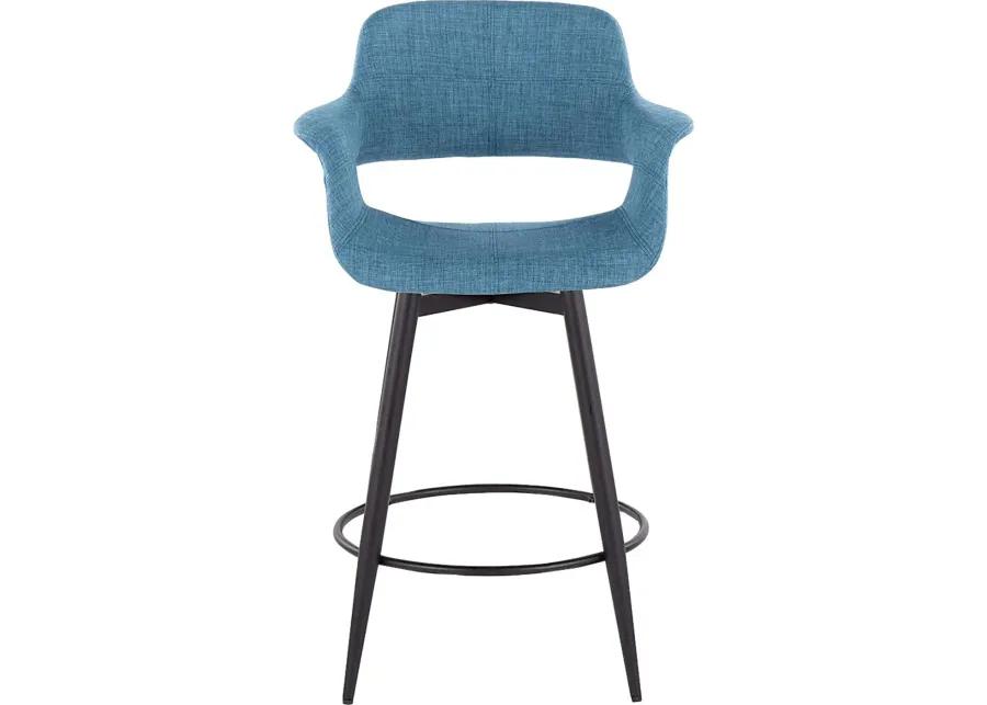 Lafanette II Blue Swivel Counter Height Stool, Set of 2