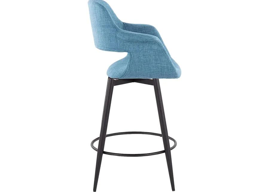 Lafanette II Blue Swivel Counter Height Stool, Set of 2