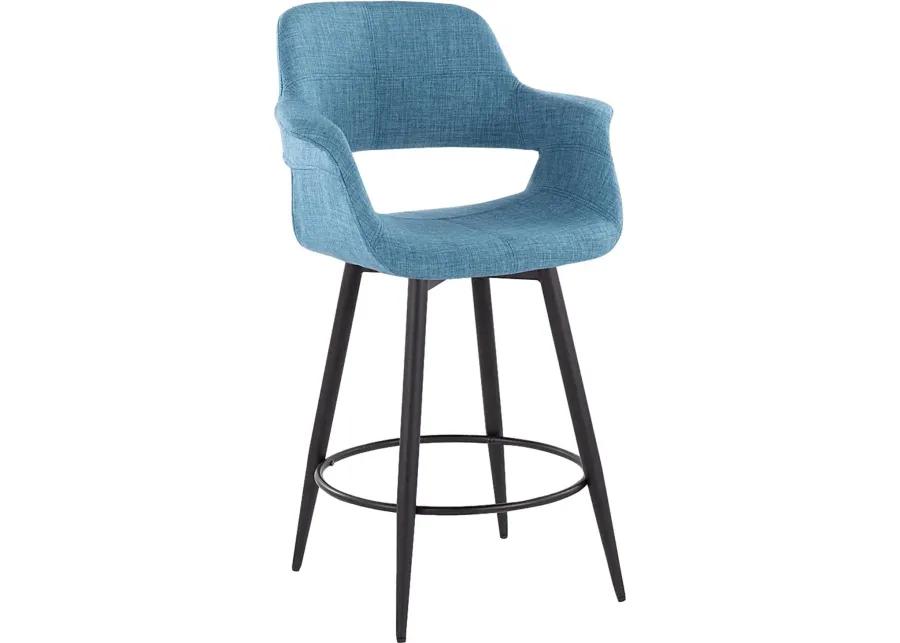 Lafanette II Blue Swivel Counter Height Stool, Set of 2