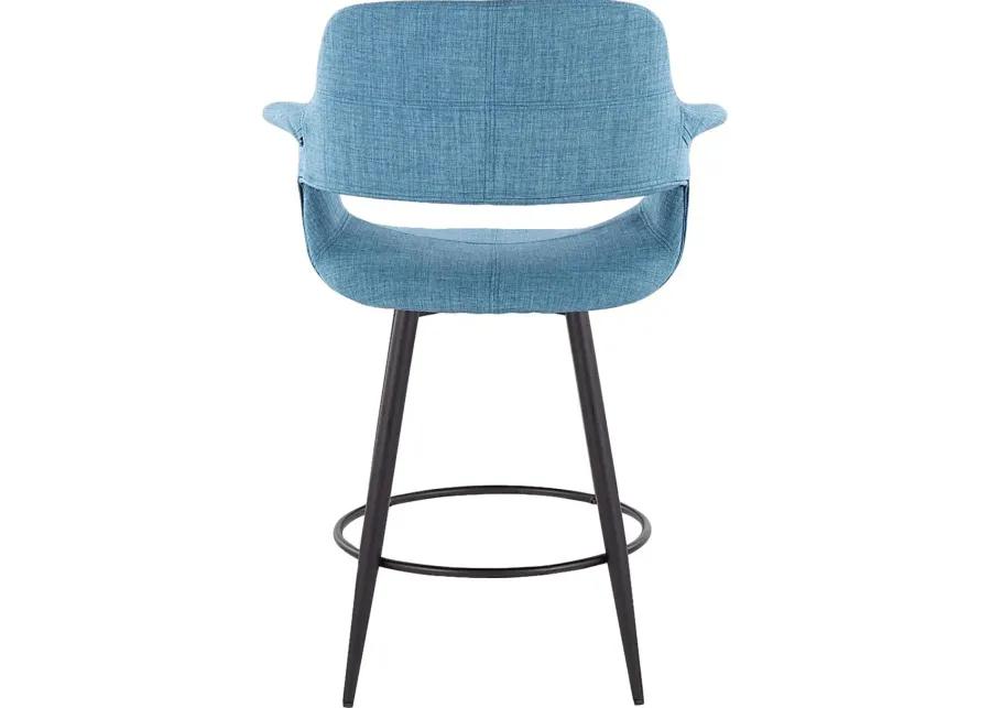 Lafanette II Blue Swivel Counter Height Stool, Set of 2