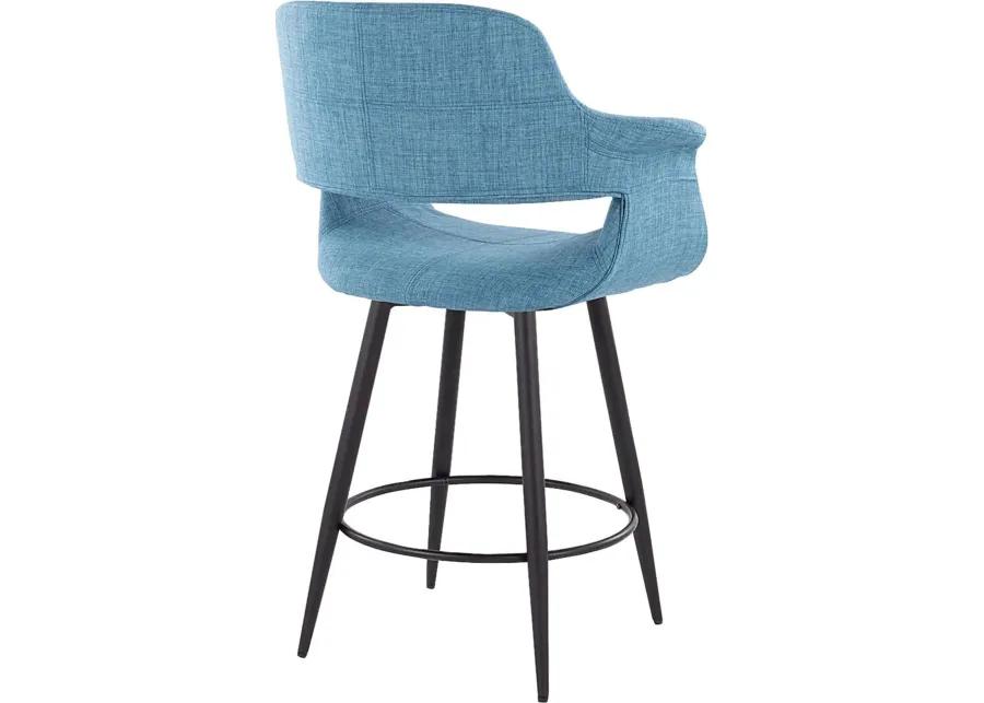 Lafanette II Blue Swivel Counter Height Stool, Set of 2