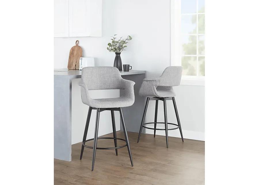 Lafanette II Gray Swivel Counter Height Stool, Set of 2