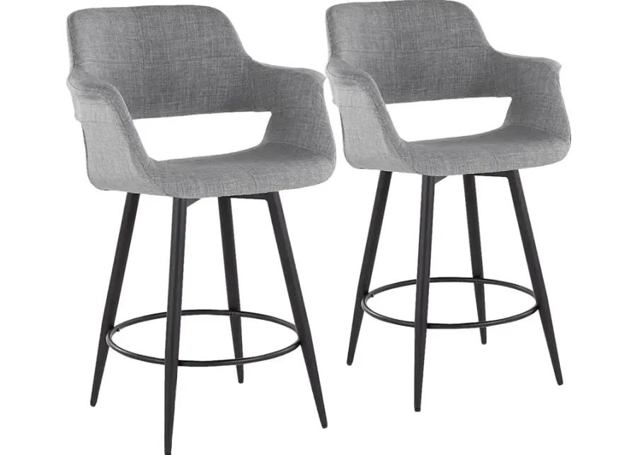 Lafanette II Gray Swivel Counter Height Stool, Set of 2