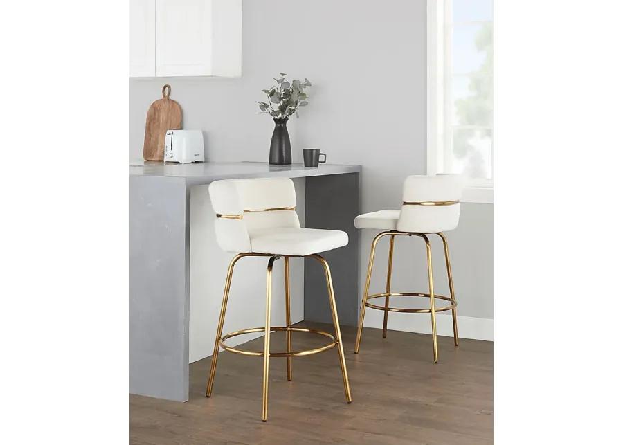 Percivale III Cream Swivel Counter Height Stool, Set of 2