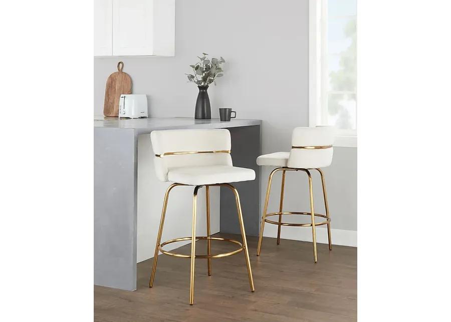 Percivale III Cream Swivel Counter Height Stool, Set of 2