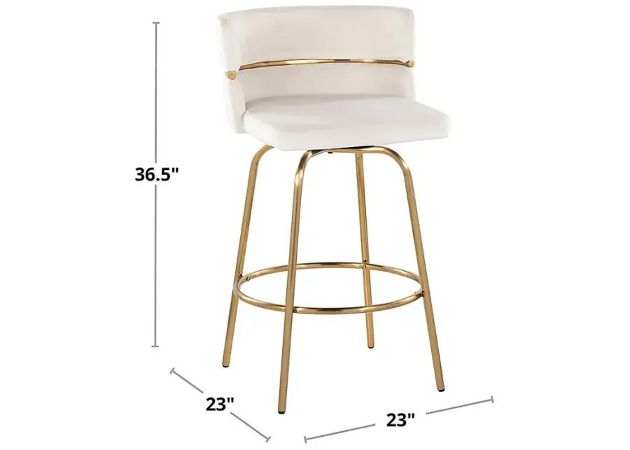 Percivale III Cream Swivel Counter Height Stool, Set of 2