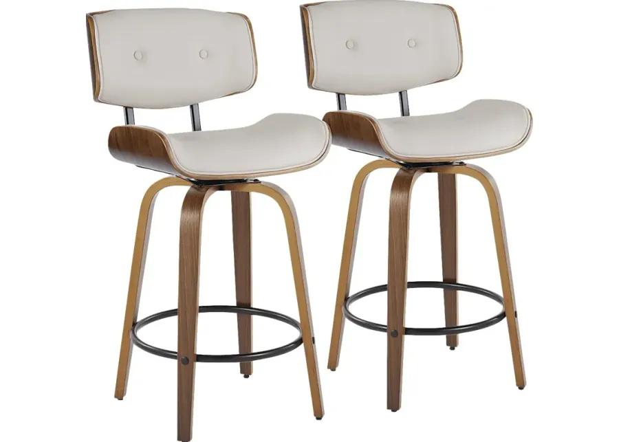 Tesshire II Cream Swivel Counter Height Stool, Set of 2