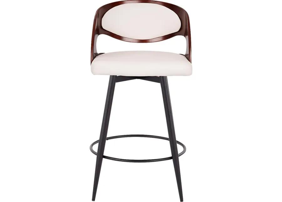 Tescord II White Swivel Counter Height Stool, Set of 2