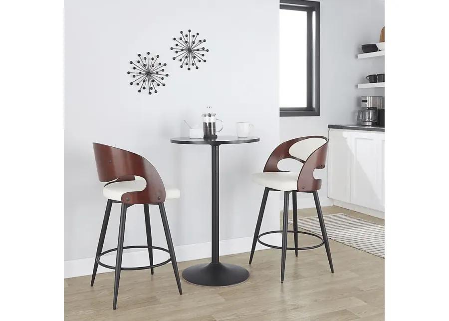 Tescord II White Swivel Counter Height Stool, Set of 2