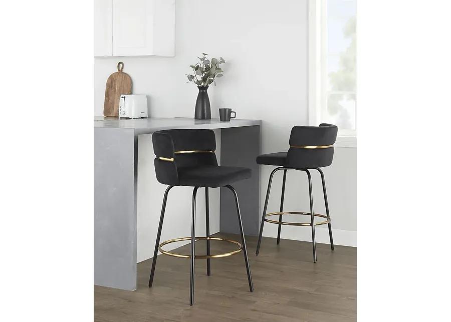 Percivale V Black Swivel Barstool, Set of 2