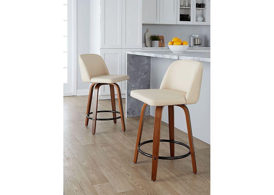 Wymering VII Cream Swivel Counter Height Stool, Set of 2