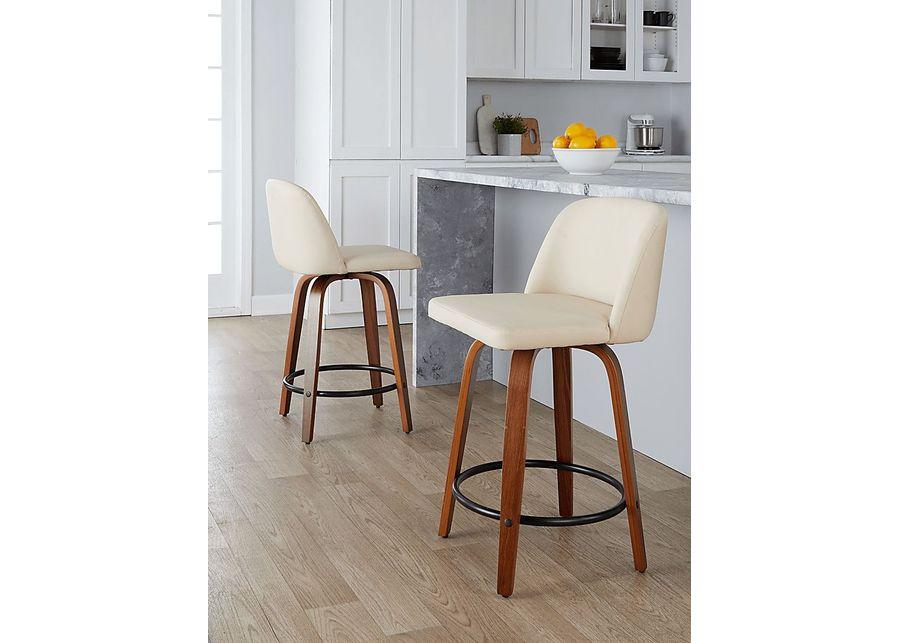 Wymering VII Cream Swivel Counter Height Stool, Set of 2