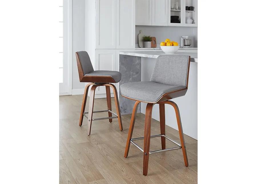 Towton I Gray Swivel Counter Height Stool, Set of 2