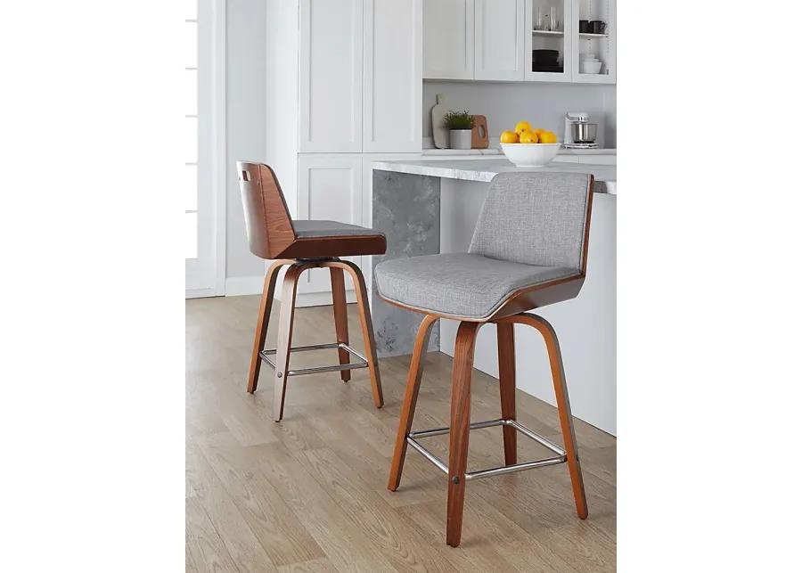 Towton I Gray Swivel Counter Height Stool, Set of 2