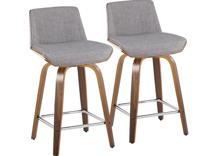 Towton I Gray Swivel Counter Height Stool, Set of 2