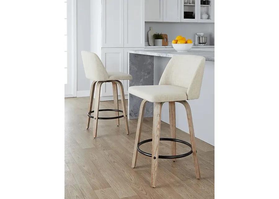 Wymering XII Cream Swivel Counter Height Stool, Set of 2