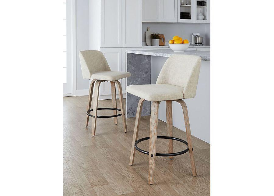 Wymering XII Cream Swivel Counter Height Stool, Set of 2