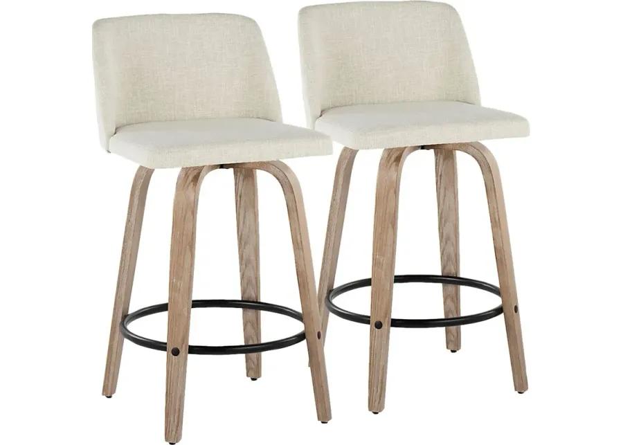 Wymering XII Cream Swivel Counter Height Stool, Set of 2