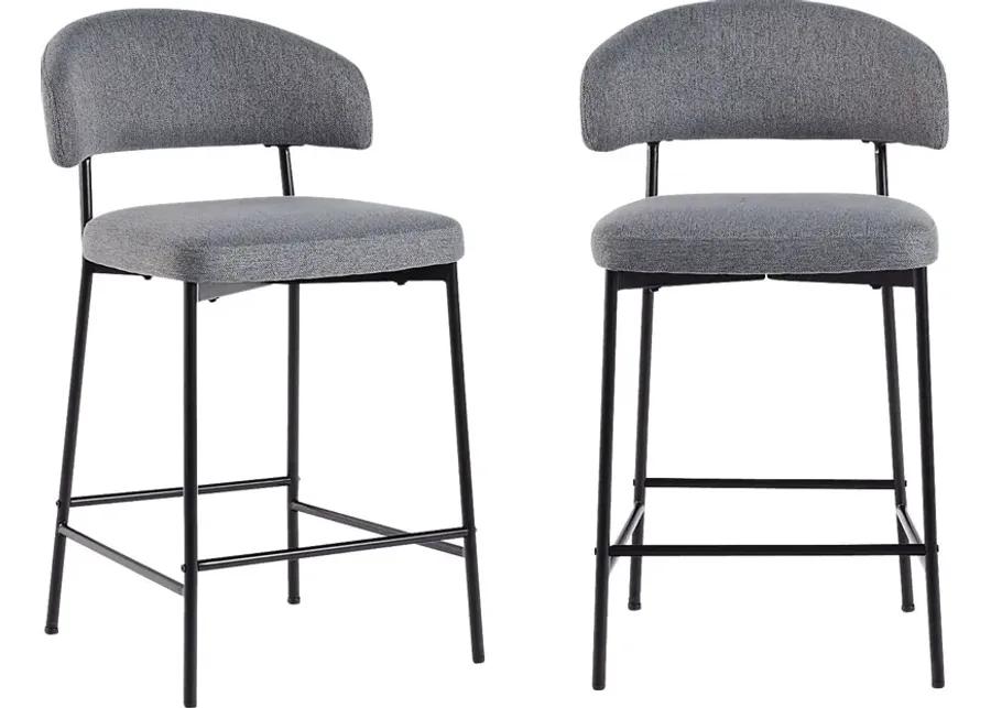 Woodsorrel Charcoal Counter Height Stool, Set of 2