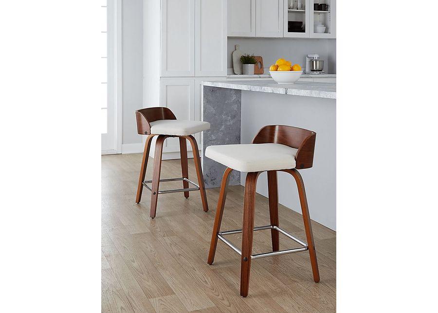 Wetherburn II Cream 24"" Swivel Counter Height Stool, Set of 2