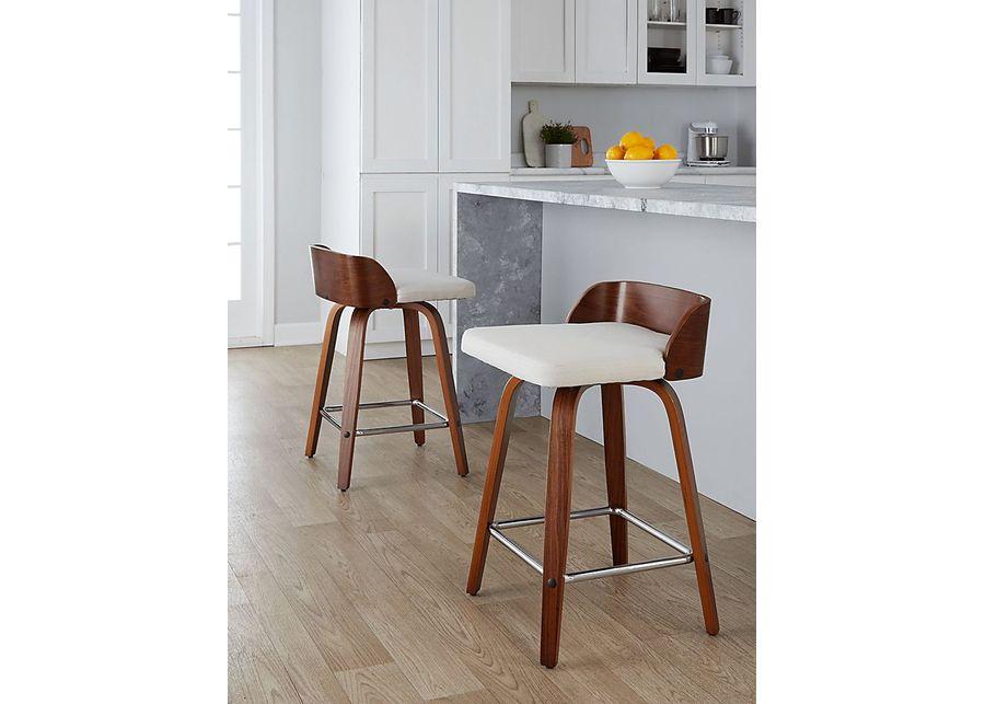 Wetherburn II Cream 24"" Swivel Counter Height Stool, Set of 2