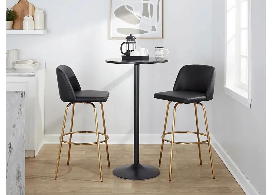 Wymering II Black Swivel Barstool, Set of 2