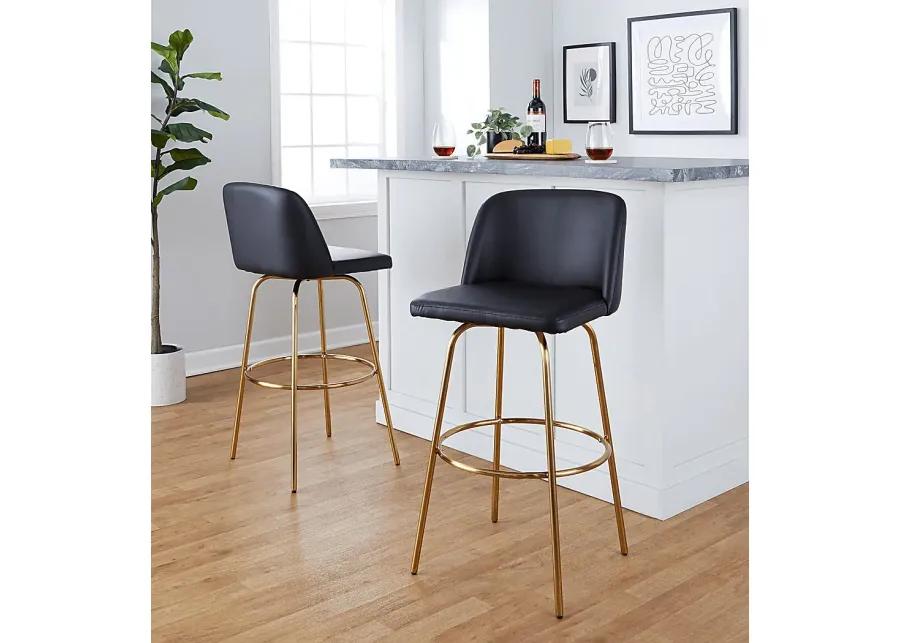 Wymering II Black Swivel Barstool, Set of 2