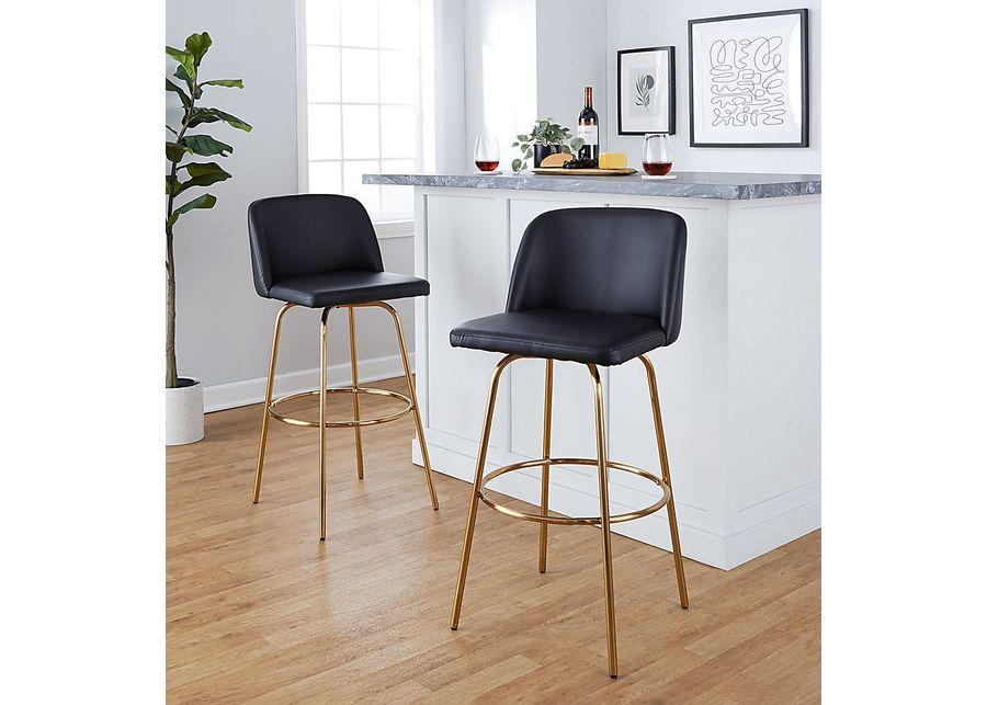 Wymering II Black Swivel Barstool, Set of 2