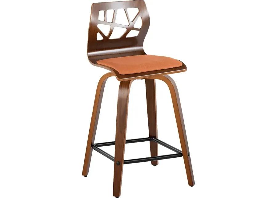 Watsonia II Orange Swivel Counter Height Stool, Set of 2