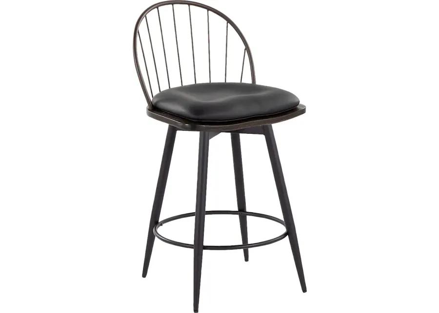 Charlias V Black Swivel Counter Height Stool, Set of 2