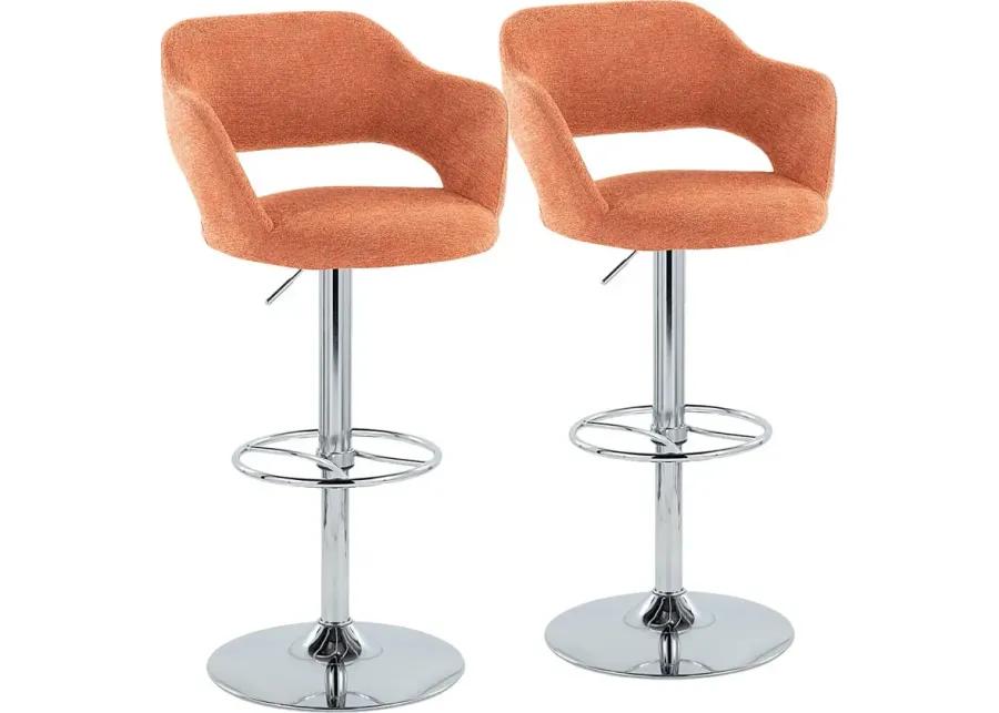 Jouett V Orange Adjustable Barstool, Set of 2