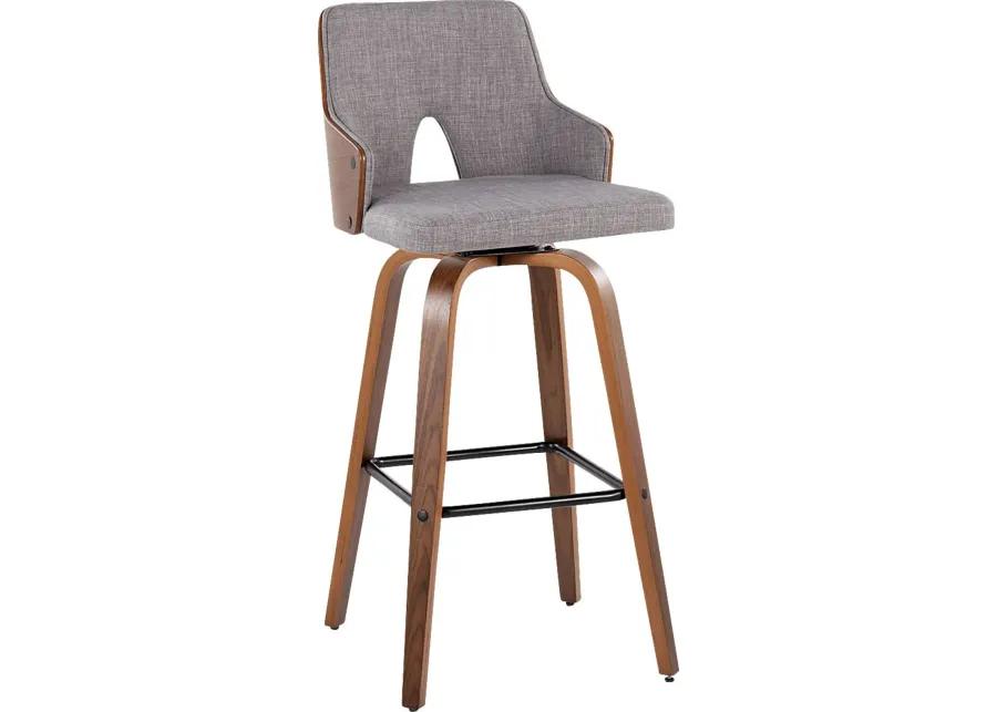 Zennia Gray Swivel Barstool, Set of 2