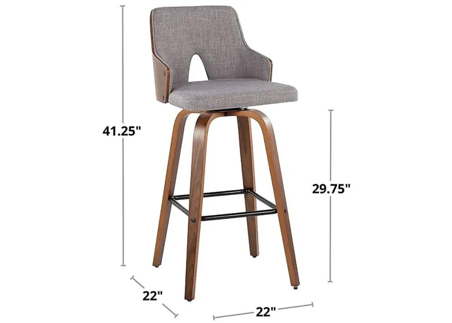 Zennia Gray Swivel Barstool, Set of 2