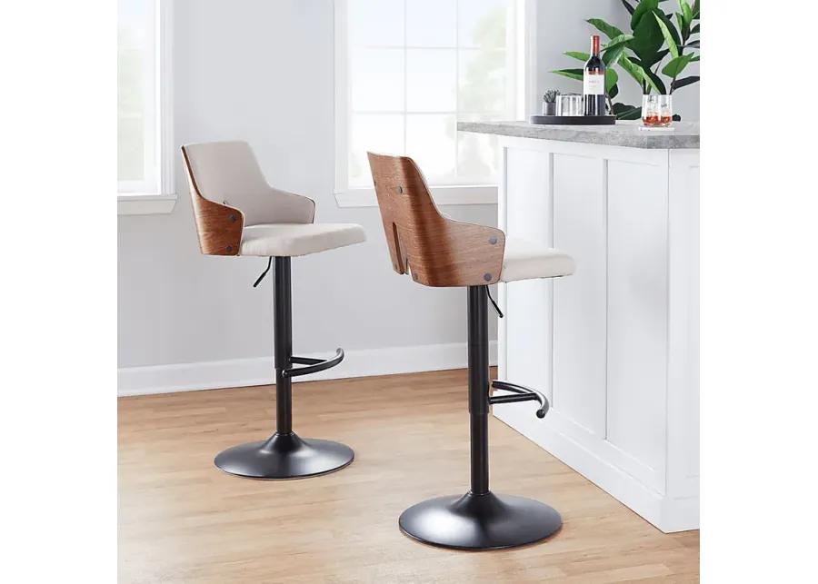 Zennia III Cream Adjustable Barstool, Set of 2