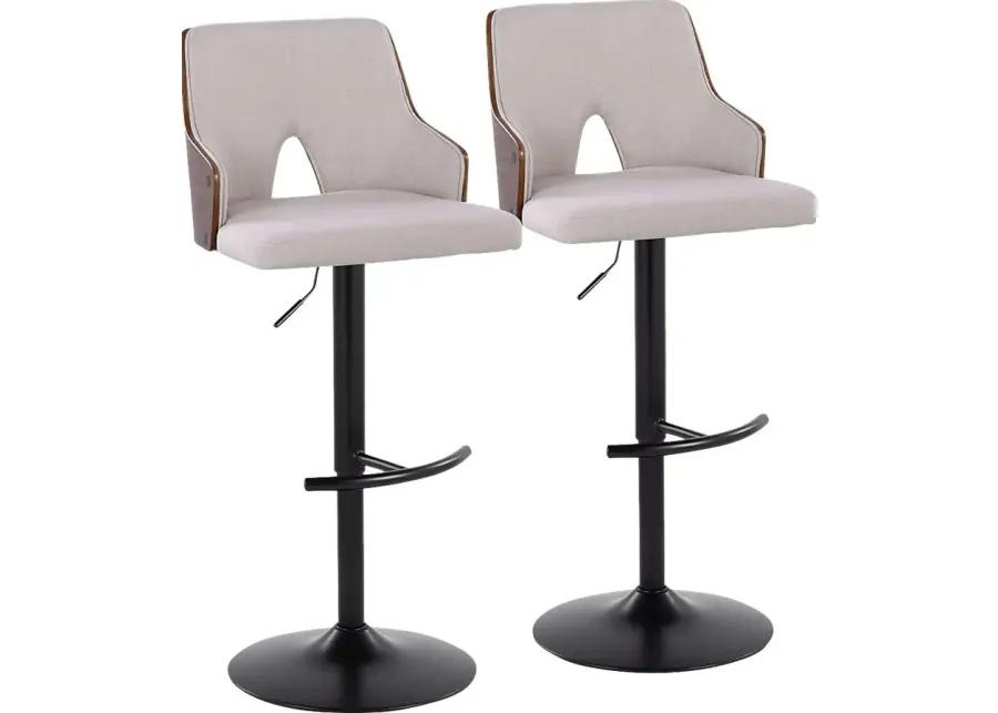 Zennia III Cream Adjustable Barstool, Set of 2