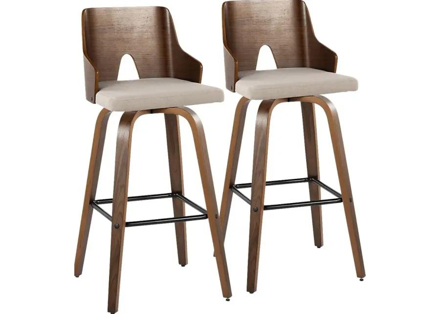 Zennia V Beige Barstool, Set of 2