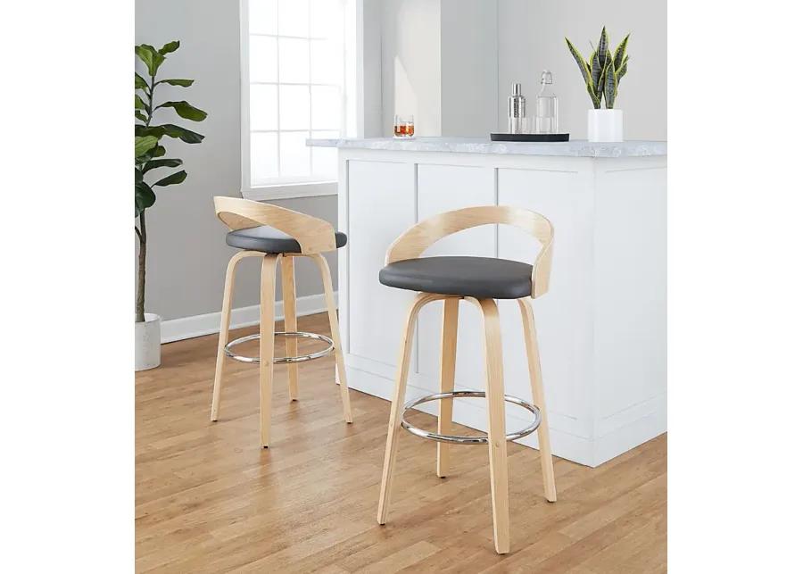 Zykan X Gray Swivel Barstool, Set of 2