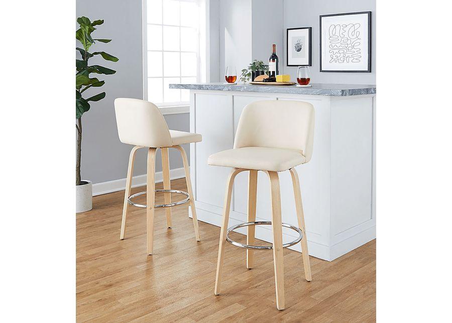 Wymering XVI Cream Swivel Barstool, Set of 2