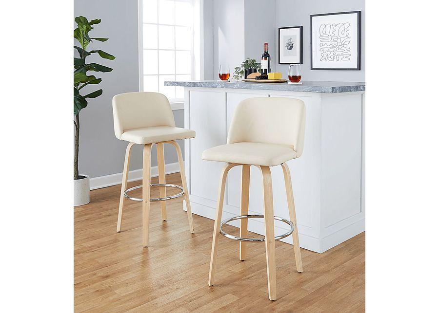 Wymering XVI Cream Swivel Barstool, Set of 2