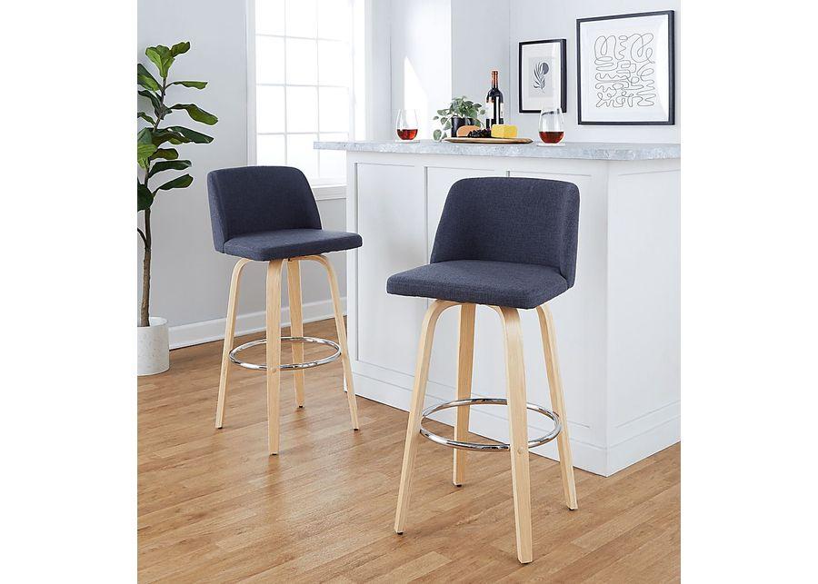 Wymering XVII Blue Swivel Barstool, Set of 2