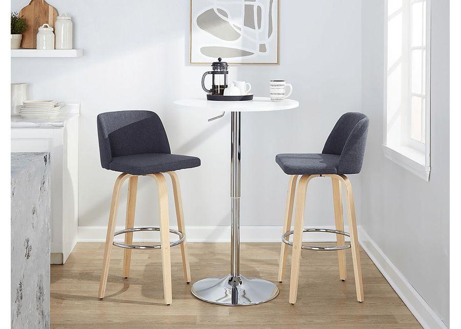 Wymering XVII Blue Swivel Barstool, Set of 2