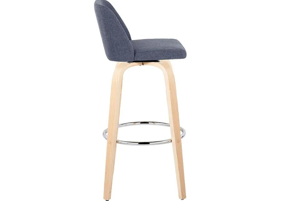 Wymering XVII Blue Swivel Barstool, Set of 2