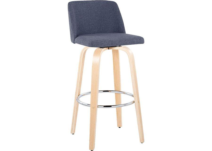 Wymering XVII Blue Swivel Barstool, Set of 2