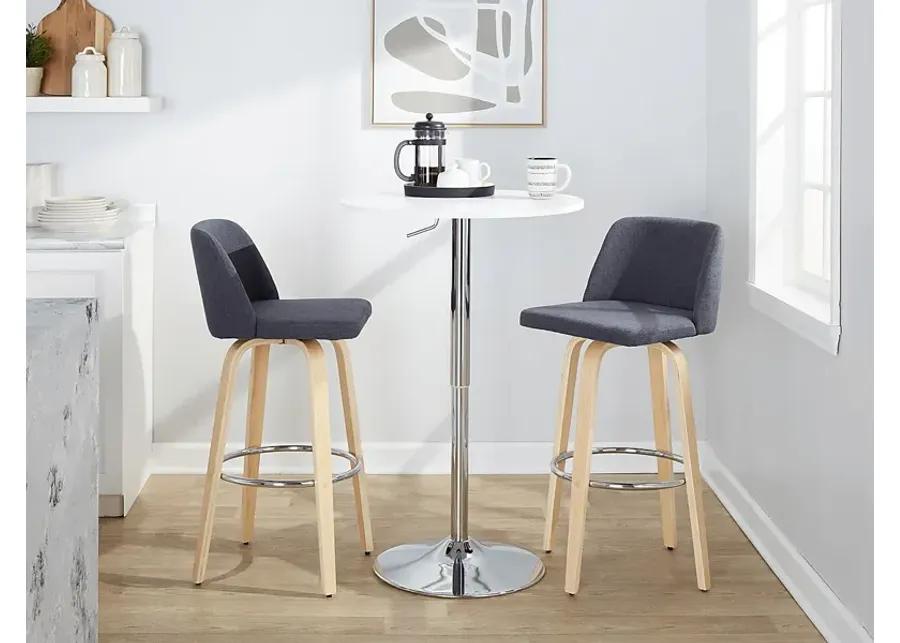 Wymering XVII Blue Swivel Barstool, Set of 2